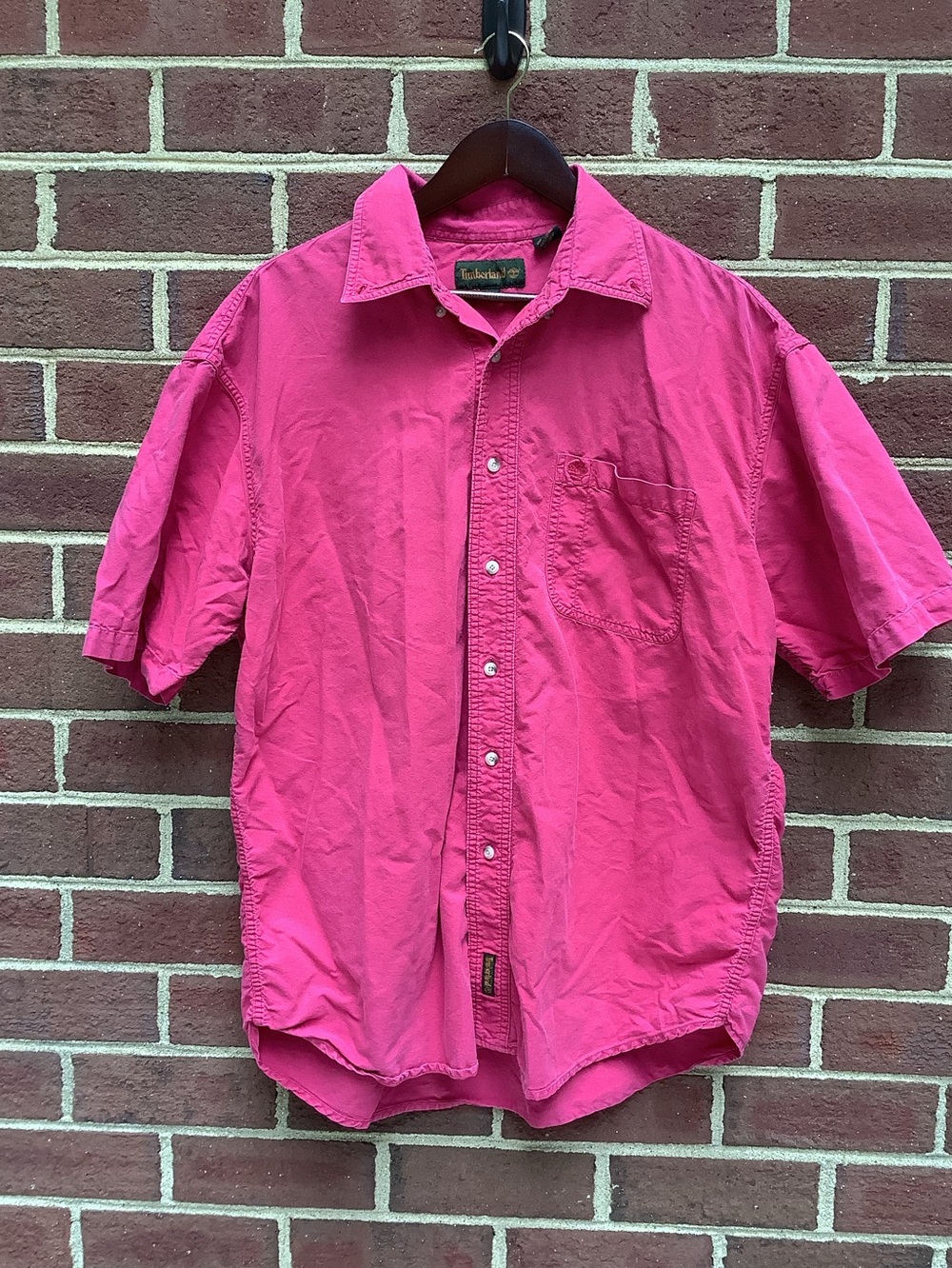 Timberland Men’s Bright Salmon Coral Button Down Shirt L